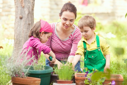 Watering and lawn maintenance in Woodside neighborhood